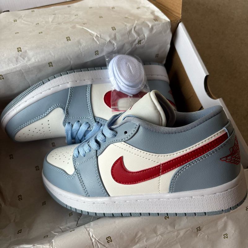 Air Jordan 1 Low Blue Grey White Dune Red